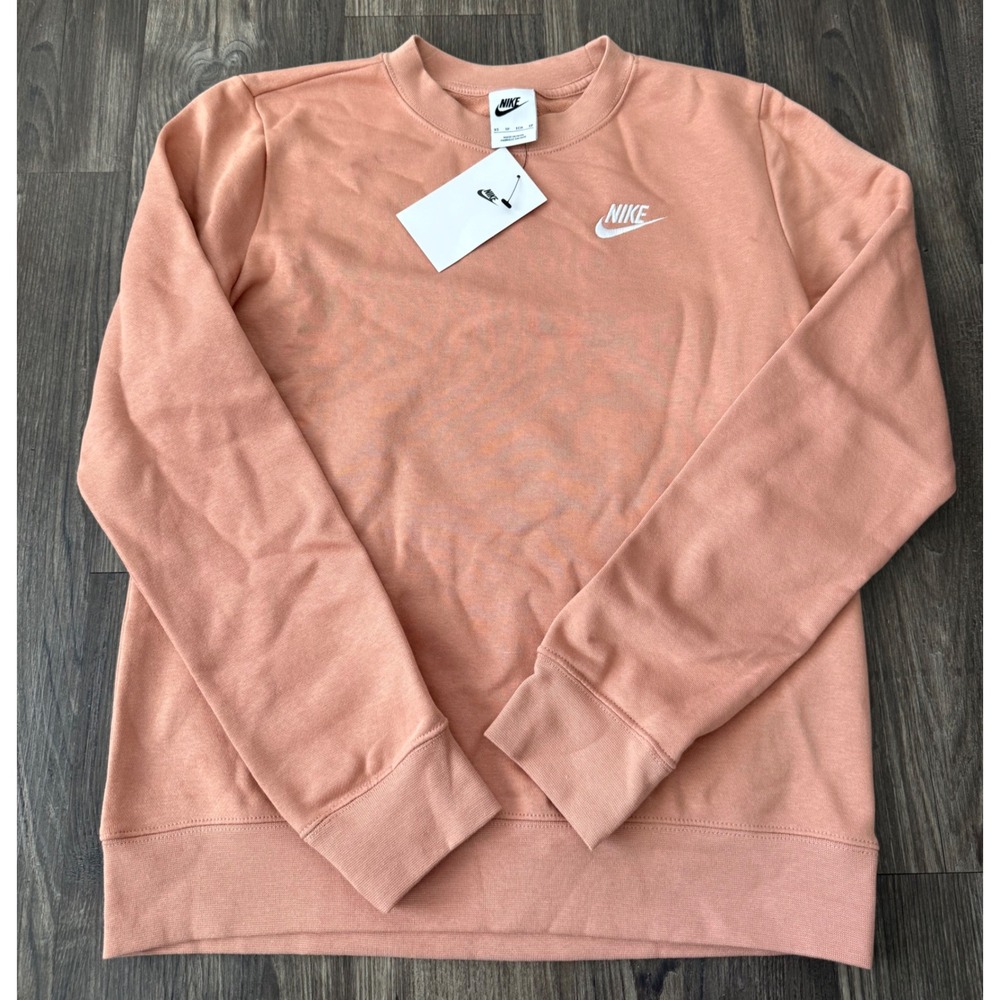 Nike Sportswear Club Fleece Crewneck Sweatshirt Peach Coral Womens XS